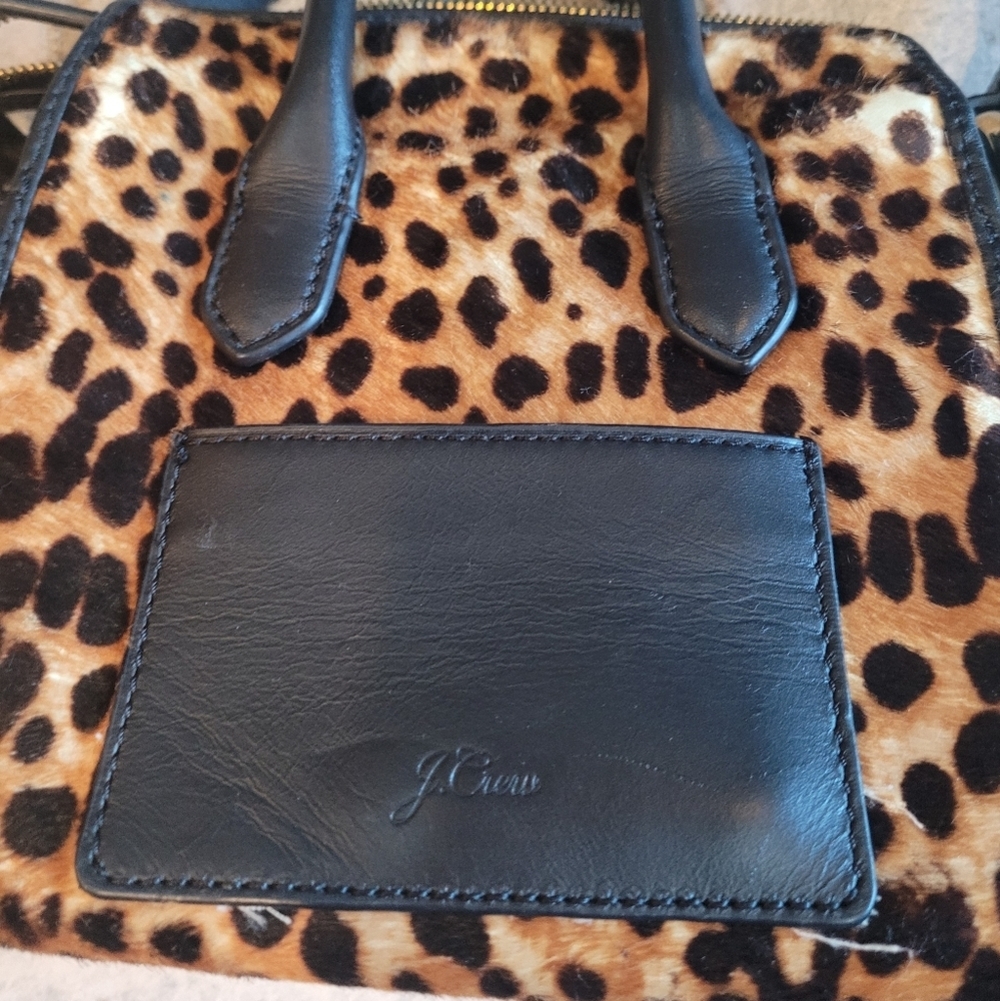 Crew Harper Mini Satchel Crossbody Leopard Calf Hair - Picture 8 of 15